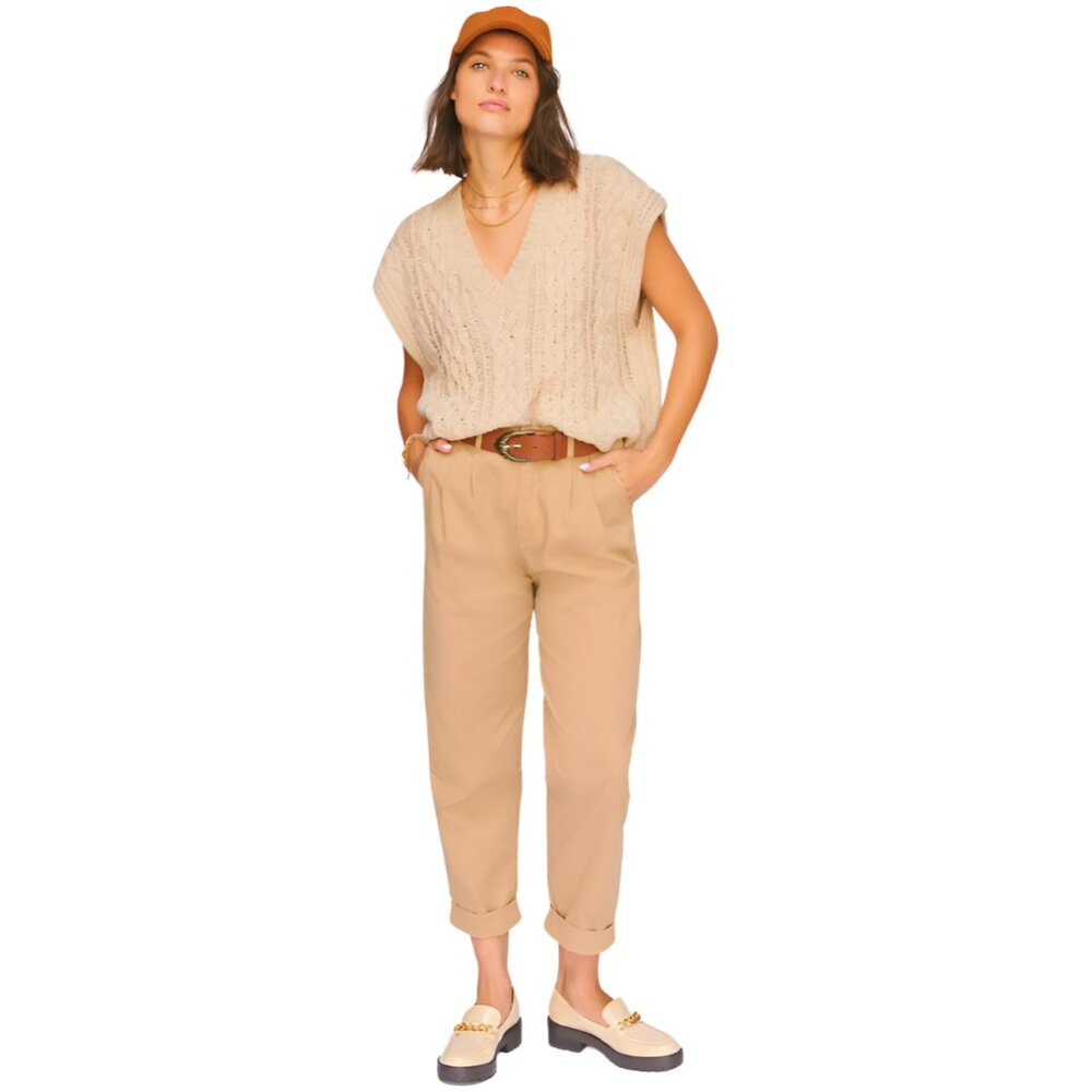 Anthropologie Pistola Kellin Pleated Pants Tan Khaki Size 24